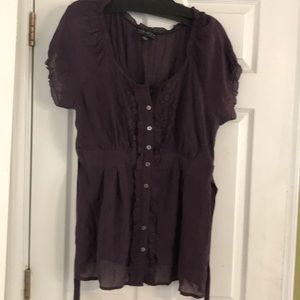 Button down front top with tie at waist